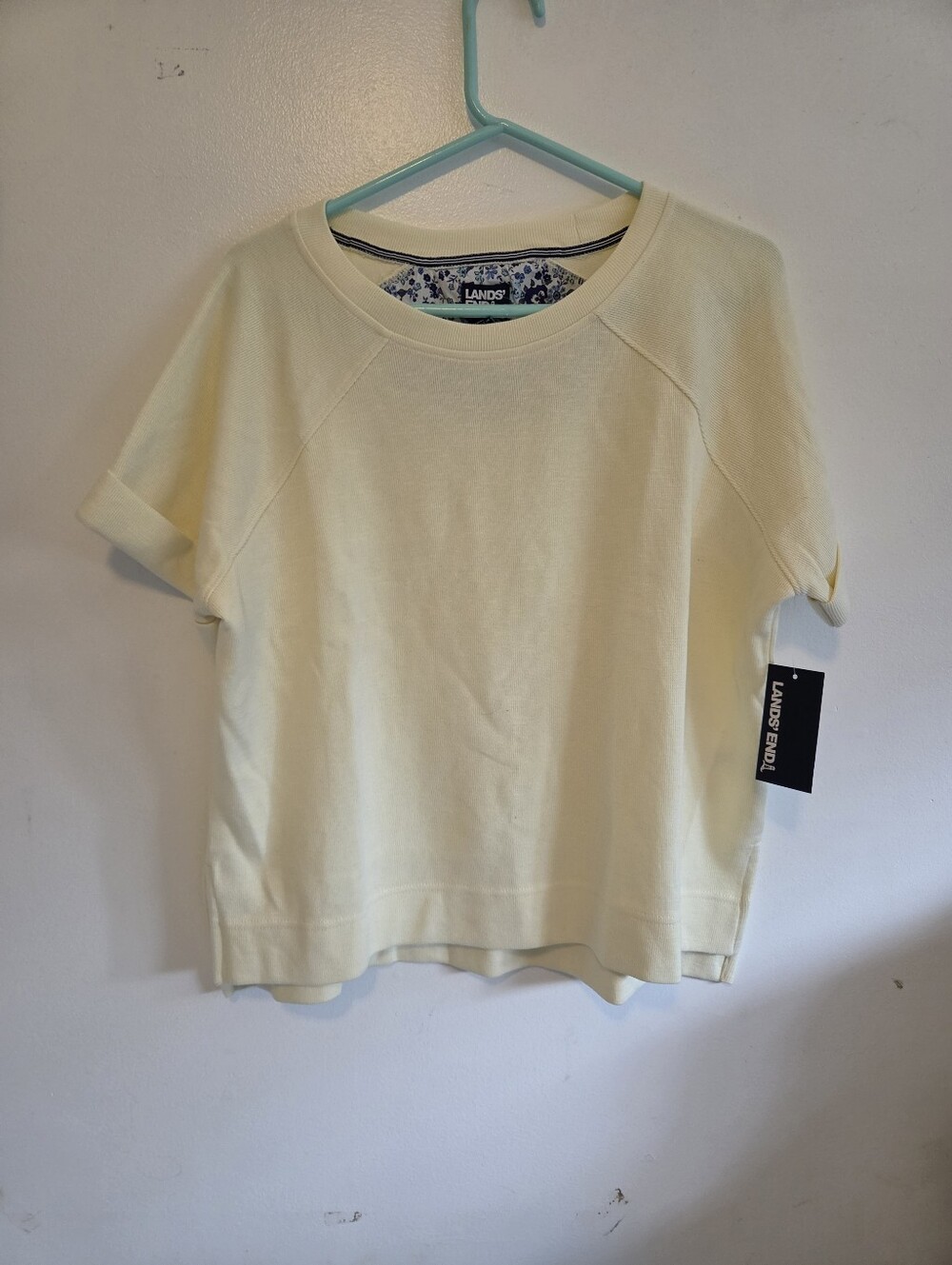 Lands' End Short Sleeve Crewneck Top in Soft Yellow